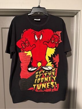 Freeze Black Short Sleeve Tee with Red & Yellow Looney Tunes Graphic